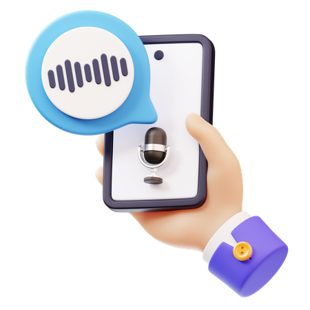 Mensaje de voz con la mano sosteniendo el teléfono inteligente  3D Icon