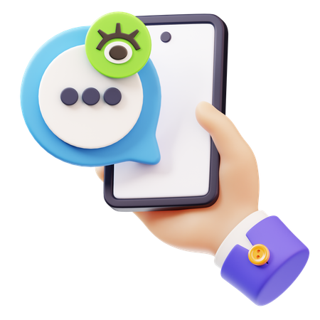 Mensaje visto con la mano que sostiene el teléfono inteligente  3D Icon