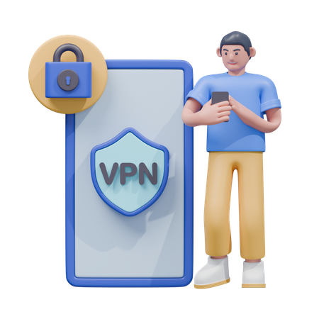 Mensaje de vpn  3D Illustration