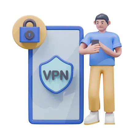 Mensaje de vpn  3D Illustration