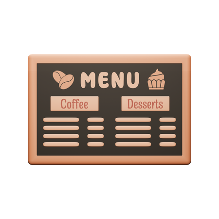 Menú de cafetería  3D Icon