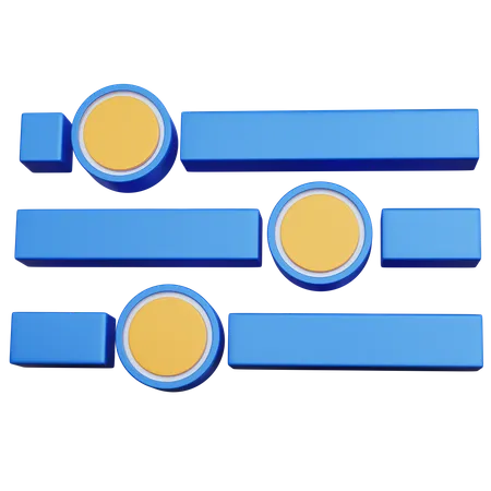 Menu De Configuracion Azul De Renderizado 3 D Aislado 3D Icon