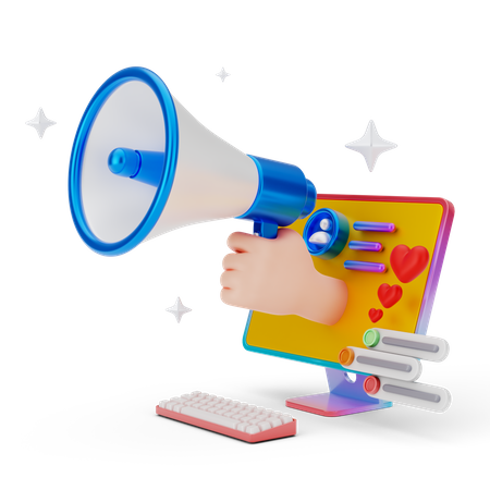 Mercadeo en línea  3D Icon