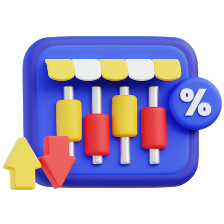 Mercado de ações  3D Icon