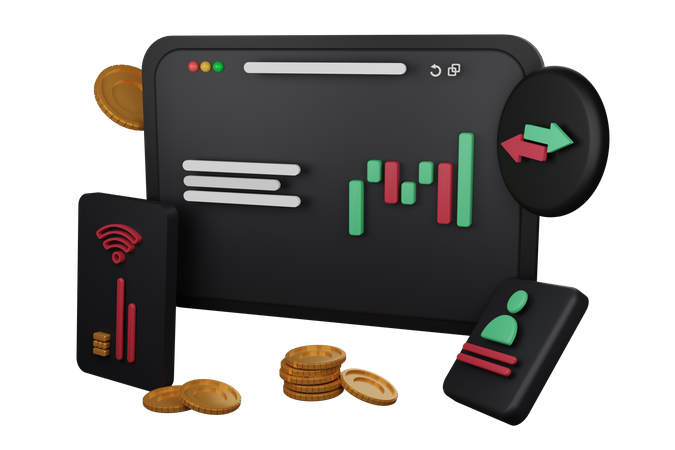 Mercado de ações criptográficas  3D Icon