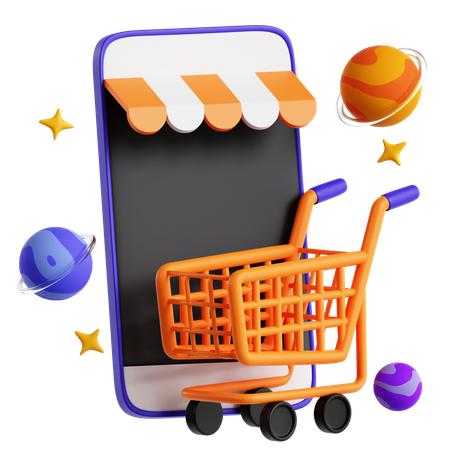 Mercado digital  3D Icon