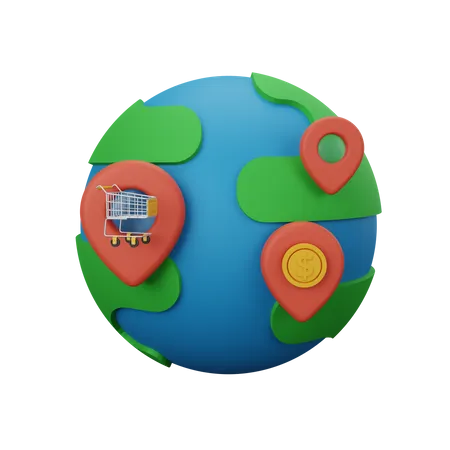 Mercado global  3D Icon