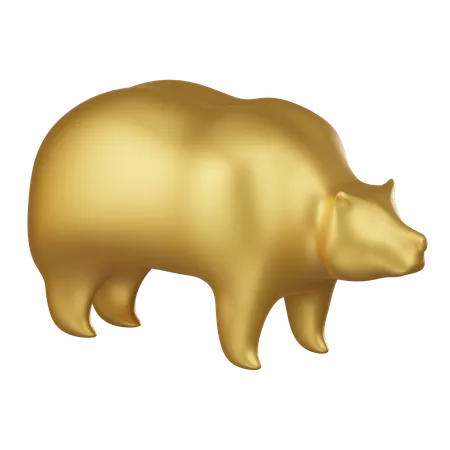 Um Icone Renderizado Em 3 D De Um Urso Dourado Simbolizando Condicoes De Mercado Em Baixa Crises Economicas E Tendencias Negativas No Mercado De Acoes 3D Icon