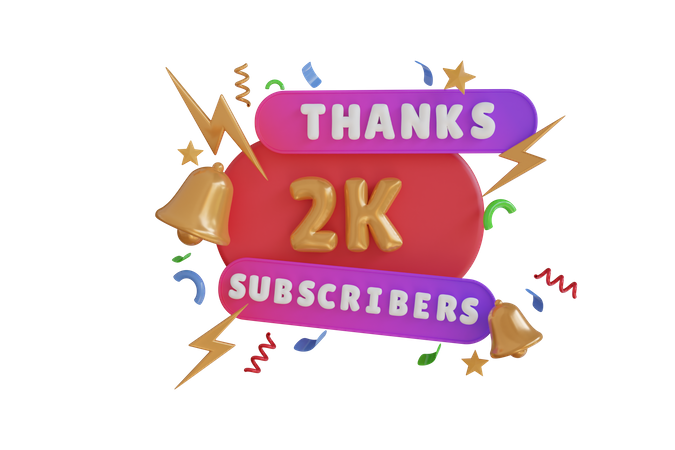 Merci 2 000 abonnés  3D Icon