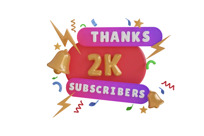 Merci 2 000 abonnés  3D Icon