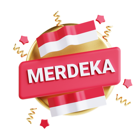 Merdeka text  3D Icon