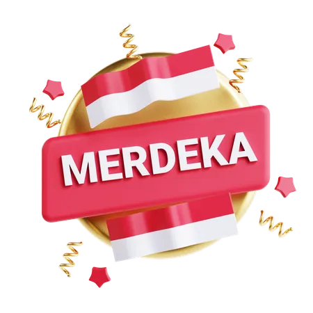 Merdeka text  3D Icon