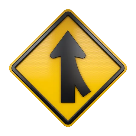 Merge Ahead Sign  3D Icon