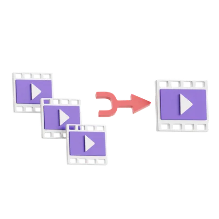 Merge Video  3D Icon