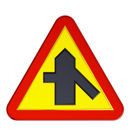 Merging Traffic Road Sign  3D Icon