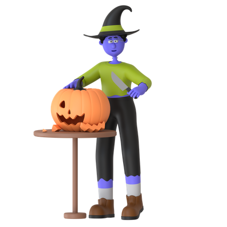 Mergulhe no espírito do Halloween esculpindo desenhos complexos em abóboras  3D Illustration