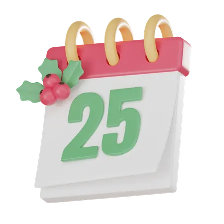 Holiday Season With Our Christmas Calendar Featuring Mistletoe And Berry Themed 3 D Icons Perfect For Greeting Cards Festive Decorations And Seasonal Joy 3 D Render 3D Icon