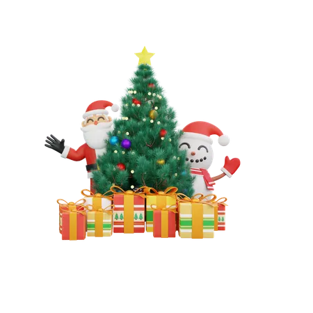 3 D Illustration Santa Clause With Merry Christmas And Happy New Year 3D Illustration