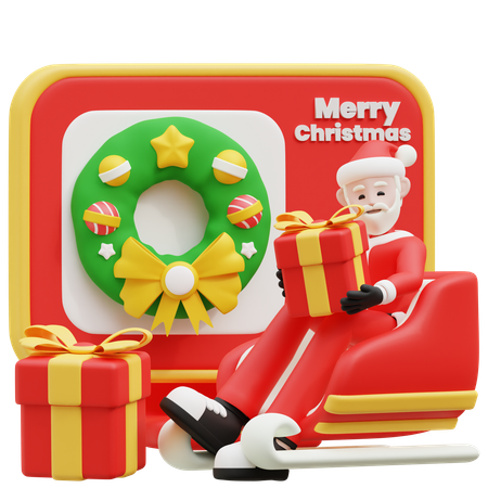 Merry Christmas Greeting  3D Illustration