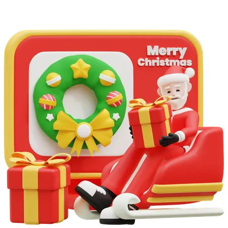 Merry Christmas Greeting  3D Illustration