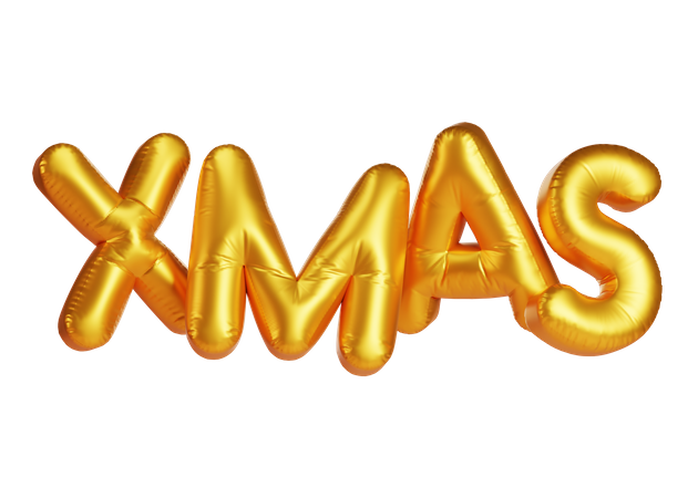 Merry Xmas in golden balloons 3D Icon