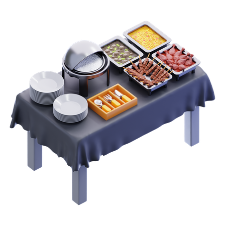 Mesa de buffet  3D Icon