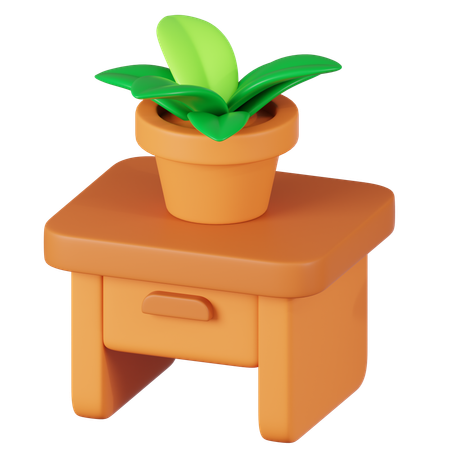 Mesa com planta  3D Icon