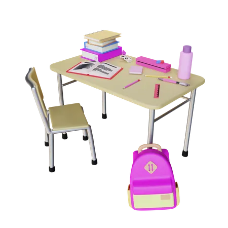 Mesa de aprendizagem  3D Illustration