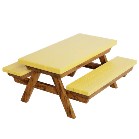 Mesa de camping de madera resistente  3D Icon