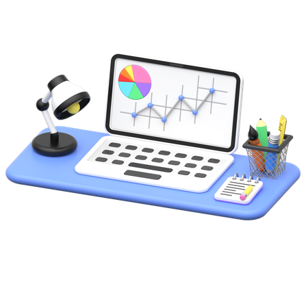 Mesa de escritório com laptop  3D Icon