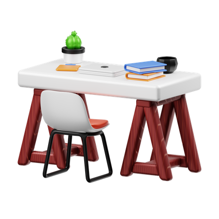 Mesa de estudo  3D Illustration