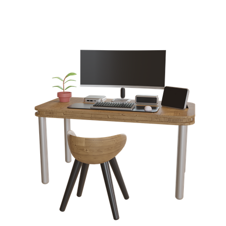 Mesa de estudo  3D Illustration