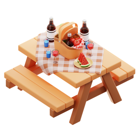 Mesa de picnic  3D Icon