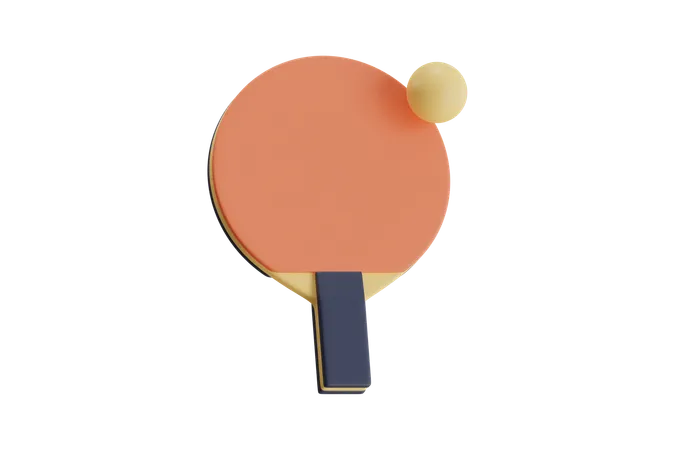 Pala y pelota de tenis de mesa minimalista  3D Icon