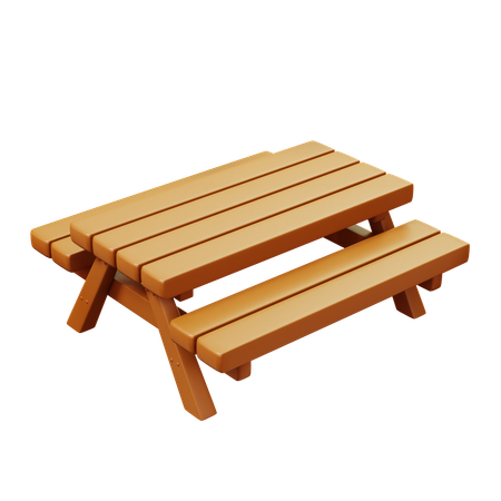 Mesa larga de madera  3D Icon