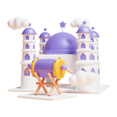 Mesquita com bedug  3D Icon