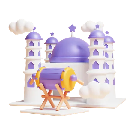 Mesquita com bedug  3D Icon