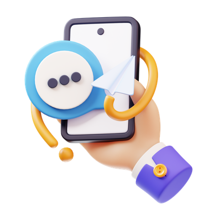 Message envoyé avec la main tenant le smartphone  3D Icon