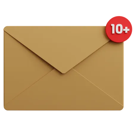3 D Rendering Mail With Message Notification Ten Plus Isolated 3D Icon