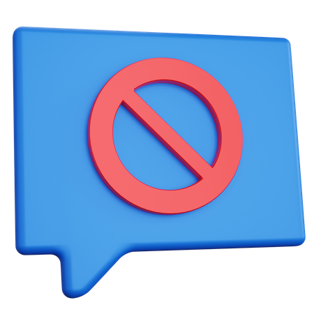 Message With Prohibition Sign  3D Icon