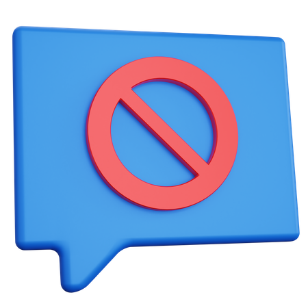 Message With Prohibition Sign 3D Icon