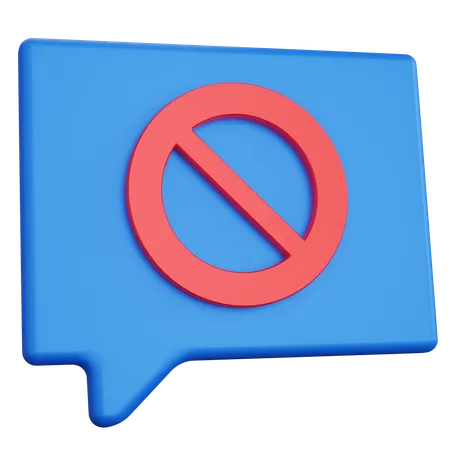 3 D Rendering Message Blue With Prohibition Sign Isolated 3D Icon