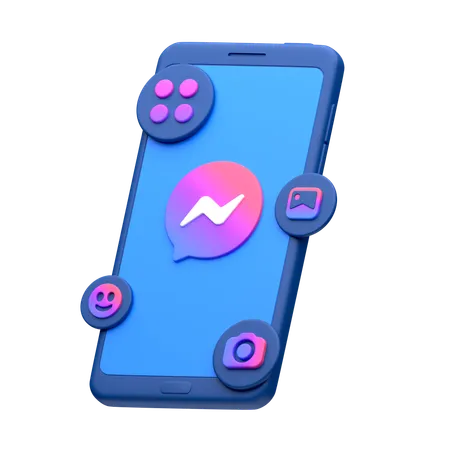 Messenger On Smartphone  3D Icon