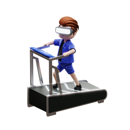 Meta Boy Running On Treadmill  3D Illustration