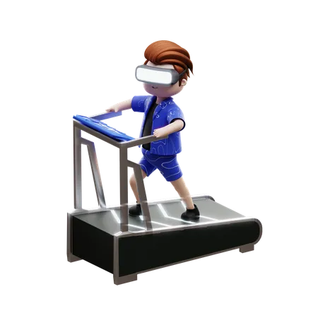 Meta Boy Running On Treadmill  3D Illustration