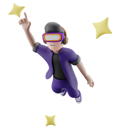 Metaboy volant appréciant l'enseignement de la réalité virtuelle  3D Icon