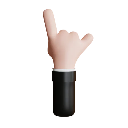 Cute Metal Hand Gesture Back Cartoon Style Finger Gesture 3 D Illustration 3D Icon