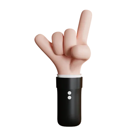 Cute Metal Hand Gesture Front Cartoon Style Finger Gesture 3 D Illustration 3D Icon