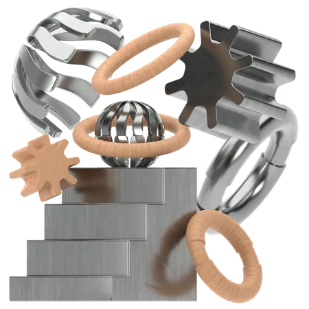 Metal madeira abstrato  3D Icon