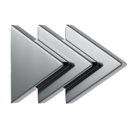 Metal Triple Triangle Arrow  3D Icon